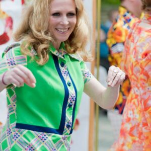 Lorraine Bowen Polyester Fiesta at Fringe City, Main Stage, Brighton Fringe 2014, New Road,  Brighton, East Sussex, UK. Giving a taster of her show at St.Micheals & All Angels Church, Victoria Road, Brighton on 10th May 2014. Image taken 4th May 2014