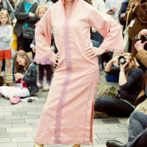 Lorraine Bowen Polyester Fiesta at Fringe City, Main Stage, Brighton Fringe 2014, New Road,  Brighton, East Sussex, UK. Giving a taster of her show at St.Micheals & All Angels Church, Victoria Road, Brighton on 10th May 2014. Image taken 4th May 2014